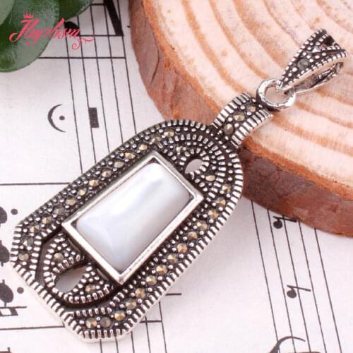 7x11mm Trapezoid Crystal Stone Marcasite Tibetan Silver For Lady Party Gift Fashion Necklcae Pendant 1 Pcs,15x25mm Free Shipping