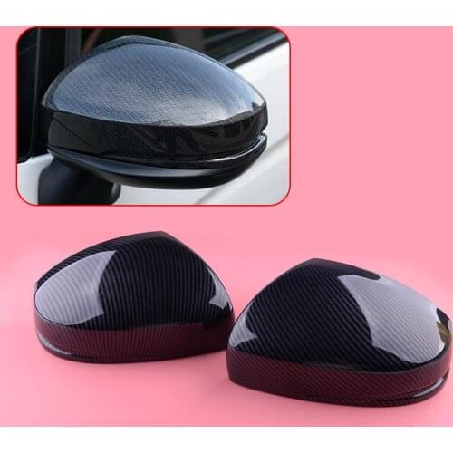ABS 1 Pair Carbon Fiber Style Side Rearview Mirror Cover Trim Cap Fit For Honda Fit Jazz 2014 2015 2016 2017 2018