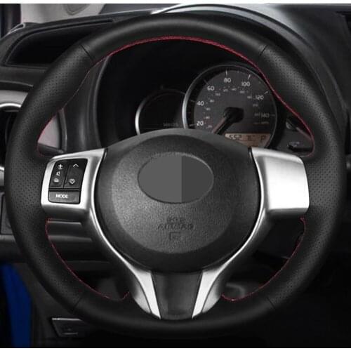 DIY Black Genuine Leather Car Accessories Steering Wheel Cover For Toyota Yaris Verso S Vitz Ractis Subaru Trezia 2011-2015
