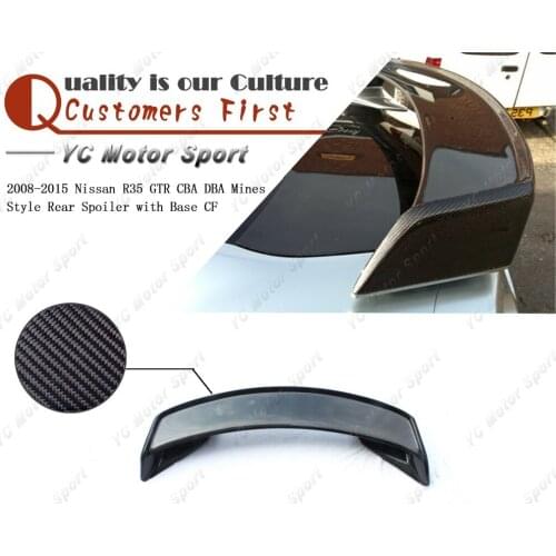 Car Accessories Carbon Fiber MNS Style Rear Spoiler with Base Fit For 2008-2015 R35 GTR CBA DBA Trunk Spoiler Wing