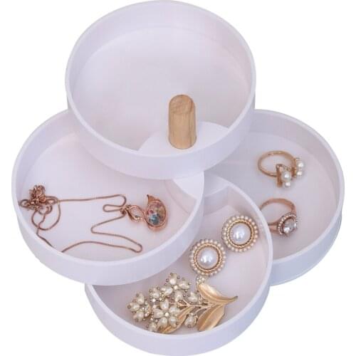 White Plastic Jewelry Display Rack Organizer Necklace Rings Earrings Holder Show Case