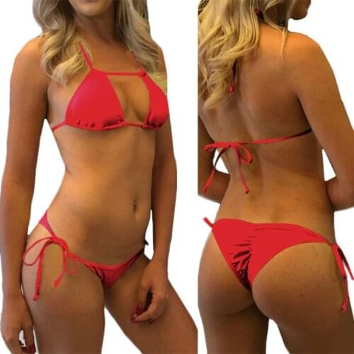 Bikinis 2021 woman Womens Sexy Bikini Swimsuit High Waist Sexy Solid Color Split Two-piece Bikini Swimsuit Beachwear Swimsuit