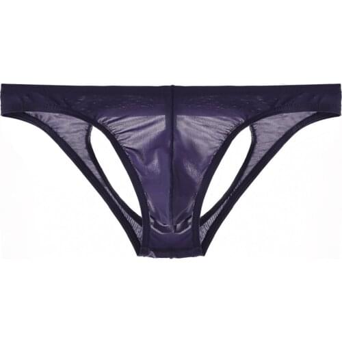 Ice Silk Jockstrap Men Transparent Briefs Sexy Bikini Gay Mens Underwear Thong G String homme Briefs Male Soft Pouch Panties A50