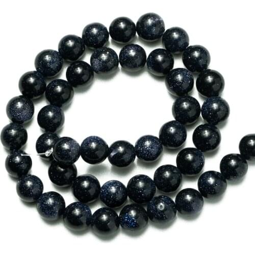Wholesale 4mm 6mm 8mm 10mm 12mm Blue Sandstone Natural Stone Loose Beads Needlework for Jewelry Making DIY Bracelet