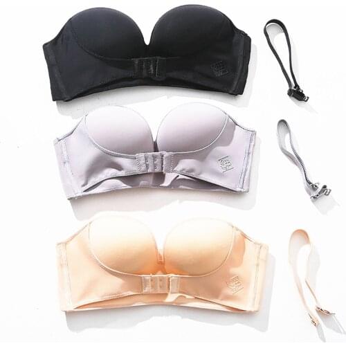 1/2PCS Push Up Bra Front Closure Underwear Women Sexy Strapless Female Bralette Stealth Brassiere Wire Free Thicken Lingerie