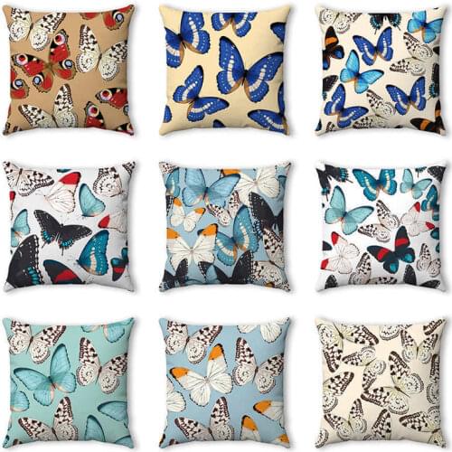 Butterfly animal Polyester pillowcase Cartoon pattern Cushion cover For Sofa and Car Pillow cover Decor home 45x45cm