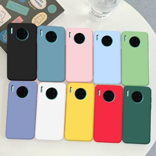For Huawei Mate 30 Case Soft TPU Silicone Case Macaron Colors Candy Black Simple Phone Back Cover