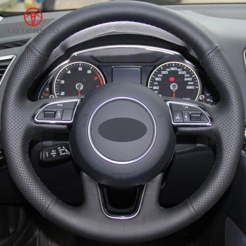 LQTENLEO Black Artificial Leather Hand-stitched Car Steering Wheel Cover for Audi Q3 2013-2018 Q5 2013-2017 Q7 2012-2015