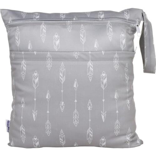 Baby 31*34cm Diaper Bags TPU Cartoon Printed Waterproof Double Zipper Wet Nappy Diaper Bags Pail Liner Laundry for Cloth D0AF