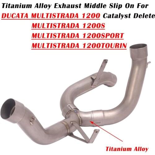 For DUCATA MULTISTRADA 1200 1200S 1200SPORT 1200TOURIN Motorcycle Exhaust Escape Modify TitaniumAlloy Mid Link Pipe Cat Delete