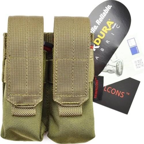 TwinFalcons Tactical MOLLE 9mm Pistol Double Magazine Pouch Modular Combat Hunting Camping Climb Tactical Hike TW-M006