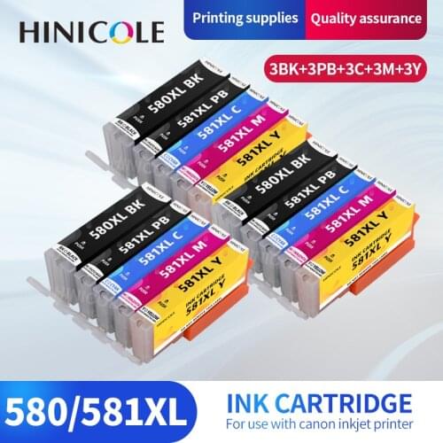 HINICOLE Compatible for Canon PIXMA TR7550 TR8550 TS6150 TS6151 TS8150 Printer For PGI-580 CLI-581 PGI580 CLI581 Ink Cartridge