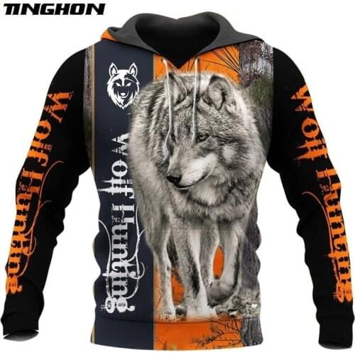 Animal Wolf Hunter pattern 3D Printed mens Hoodies Harajuku Fashion Sweatshirt Unisex Casual Pullover sudadera hombre