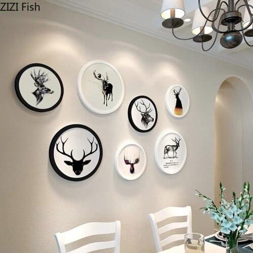 Creative 7 Inch Round Set Photo Frame Wall Decoration European Living Room Bedroom Porch Background Wall Decor Ornament Holder