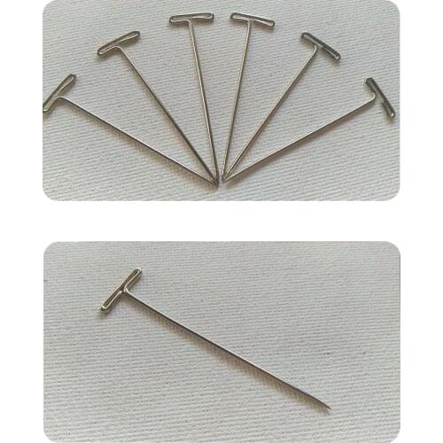 50Pcs Metal T Pins For Modelling Macrame Wigs Sewing Craft For Making Wigs Fixing Tool 32mm Silver T-pins