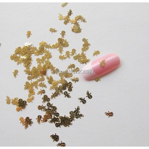 MS73 100pcs Gold Cute Snowman Deco Nail Art Metal Sticker Nail Art Decoration Non-adhesive Sticker
