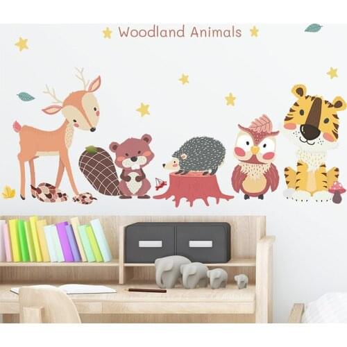 Cartoon Cute Animals Wall Stickers Kids Room Decals Living Room Bedroom Decor for Furniture Self Adhesive Wallpaper