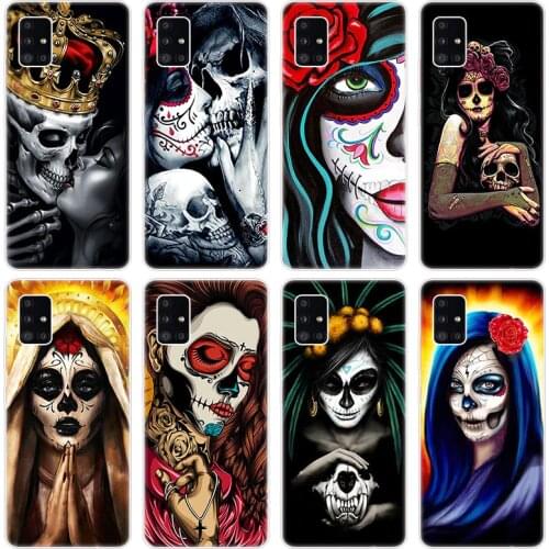 Skull and catrinas Soft Case for Samsung Galaxy A12 A02 A03S A21S A22 A32 A52 A72 A82 Quantum 2 S21 Plus FE Ultra M02S M12 Cover