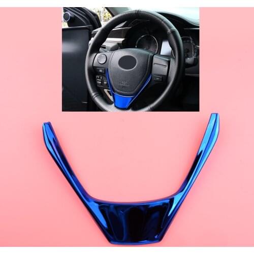Car Blue Steering Wheel U Type Cover Trim Fit For Toyota Corolla 2014 2015 2016 2017 2018 Stainless Steel Decoration