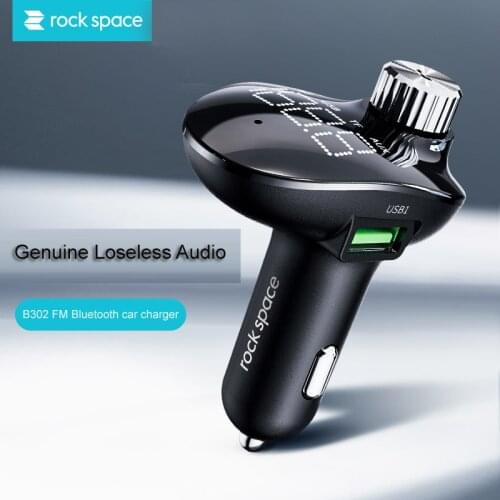 ROCK 2 USB Car Charger B302 Bluetooth 5.0 FM Transmitter Digital 3A Microphone Distribution Current Fast Quick Charging