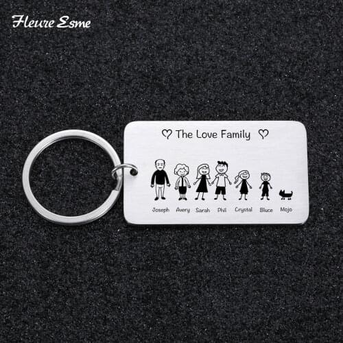 Family Love Keychain Customized Name Personalized Keyring Gift for Him Parents Children Present Bag Charm Families Member Gift