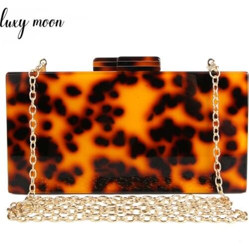 Fashion Women Acrylic Bag Luxury Evening Bags Vintage Leopard Print Clutch Bag Female Party Handbag Casual Clutches ZD1144