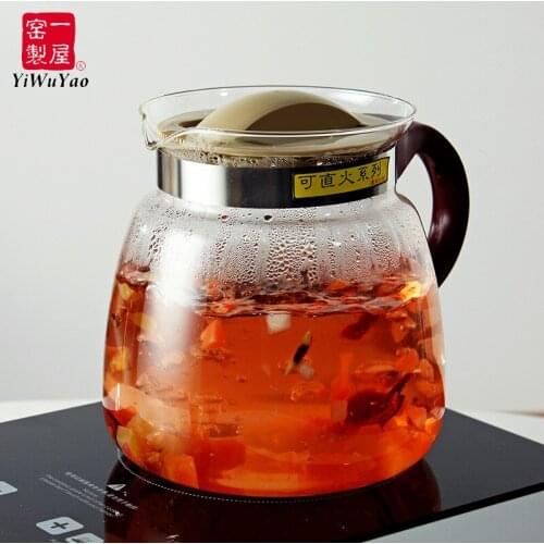 Large capacity heat-resistant glass cold coffeekettle straight fire pot gas stove herbal tea tea pot