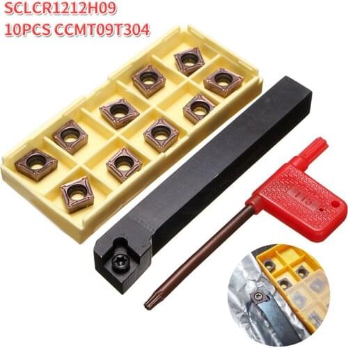 Turning tool SCLCR1212H09 Holder Lathe Tool Cutter With 10pcs CCMT09T304-PM Blades Insert CNC 100mm