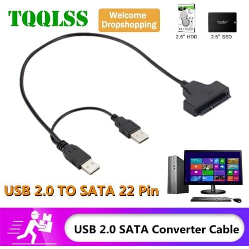 TQQLSS USB 2.0 to 2.5inch HDD 7+15pin SATA Hard Drive Cable Adapter for SATA SSD & HDD USB 2.0 SATA Cable