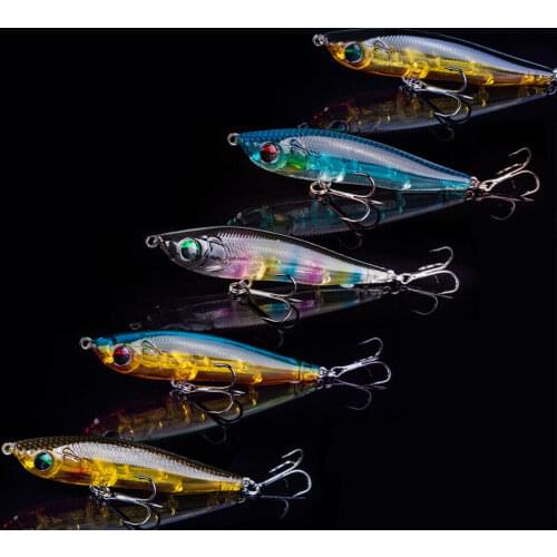 Lots of 5pcs 13g 8cm Transparent Sinking Pencil Baits Hard Fishing Lures w/ PVC Box