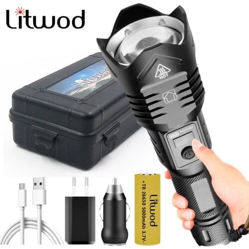 XHP90.2 High Quality Led Flashlight Stepless Dimming Usb Rechargeable Powerbank 18650 26650 Battery Torch Zoomable Lantern 30W