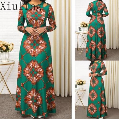 2020 Slim Summer Dress Women Robe Africaine Bazin Fashion Ethnic Print Evening Dress Ankara Ladies Dress Kanga African Clothes