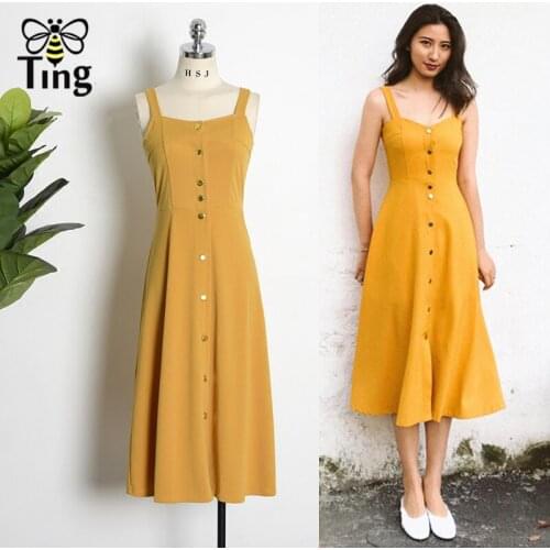 Tingfly Vintage Strap Midi dress Women Elegant square collar single breasted A line dress Party dresses Summer Casual streetwear