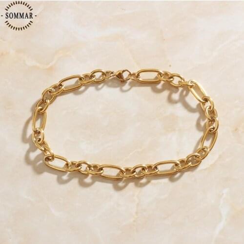 SOMMAR Hot Gift 18KGP 2020 fahion selling Gold color 21cm Girlfriend gum for bracelets circular anchor jewelry