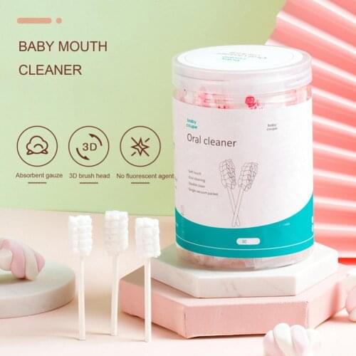 1 Bottle 0-3 years old Baby Tongue Cleaner Disposable Gauze Toothbrush Soft Infant Oral Cleaning Tool Accessories