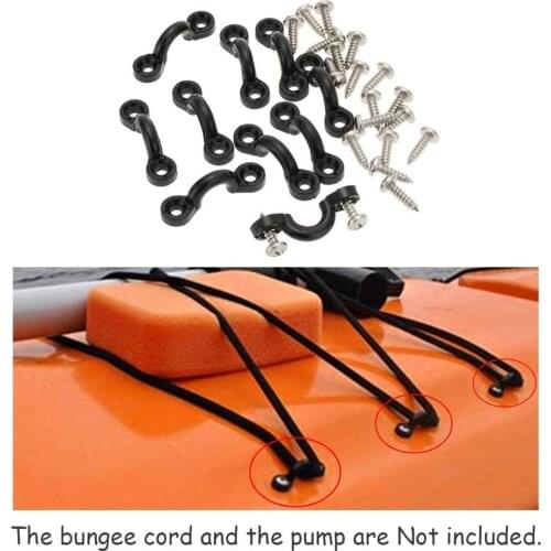 10 PCS High Quality Nylon Bungee Deck Loops Tie Down Pad Eyes Bungee Kit for Canoes Boat Kayak replacement Accessories