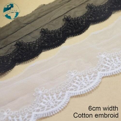 10yards 6cm cotton embroid sewing ribbon guipure lace trim or fabric warp knitting DIY Garment Accessories free shipping#3681