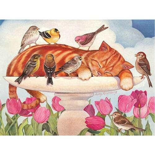 DIY 5D Diamond Mosaic sparrow Handmade Rhinestones Diamond Painting Cross Stitch Cat full square Diamond Embroidery Patterns