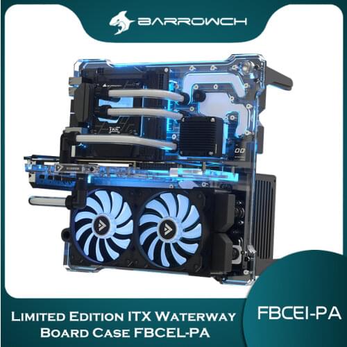 Barrowch PC Water Cooling ITX Case ,For Modular Waterway Board Supports Dual 240mm Radiator,DIY Computer Case FBCEI-PA