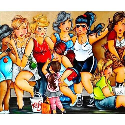 Diy Diamond Embroidery cartoon fat lady Cross Stitch Full Square Round Drill diamond painting mosaic rhinestones ZP-2133