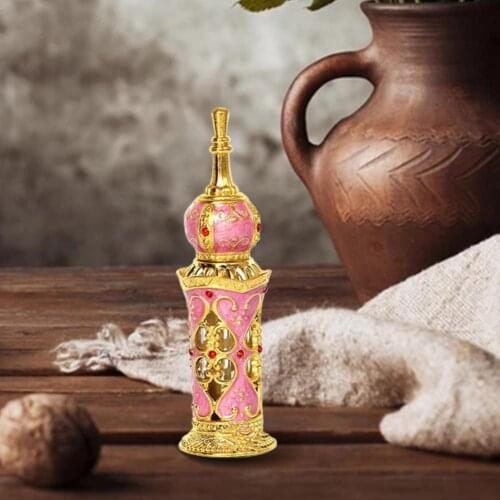 12ml Arabian Style Elegant Essential Oil Bottle Vibrant Color Multi-functiona Glass Refill Easily Empty Perfume Bottle for Trip