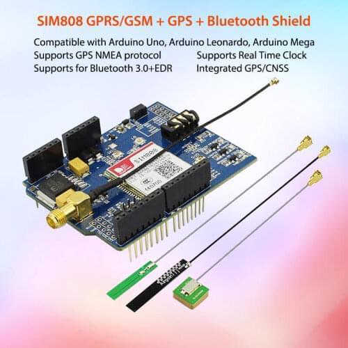 Elecrow SIM808 Bluetooth GSM GPS Shield for Arduino SIMCOM Quad-Band Sim808 GSM/GPS/BT Module 3 in 1 Developed Board 3 Antennas