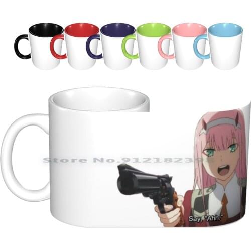" Say , Ahh " Ceramic Mugs Coffee Cups Milk Tea Mug Darling Franxx Darling In The Franxx Zero Two 002 Zero Two Anime Meme Joke