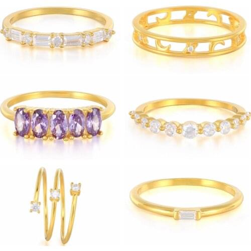 BOAKO Purple Zircon Rings For Women 925 Silver Ring 2021 Trend Anillos Mujer Fine Jewelry Paired Rings Minimalist Bijoux Femme