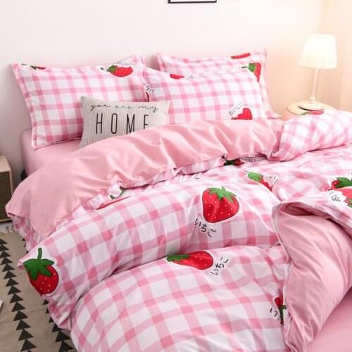 Strawberry Print Bedding Set Nordic Double Twin Bedspread Duvet Cover Set Home Decor Bed Linen Set Bedclothes Adult Bedding Set
