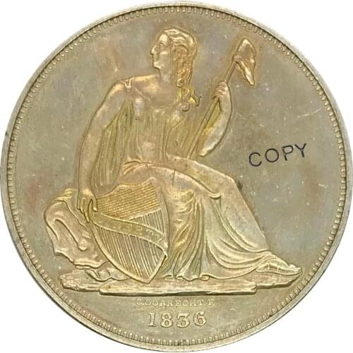 United States Of America 1836 One Dollar Gobrecht Dollar Name below Base Cupronickel Plated Silver Copy Coin