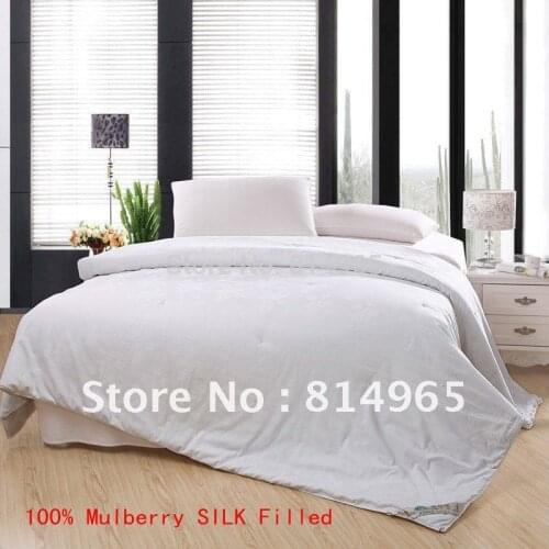 100% Mulberry silk Filled Summer 100GSM White Handmade Top-Grade Duvet Quilt Comforter King240X210cm Or Make Any Size