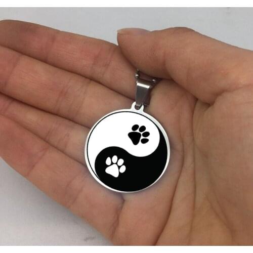 Cute Footprint Disc Pendant Necklace Yin Yang Choker Necklaces Jewelry Best Gift for Your Friend YP6700