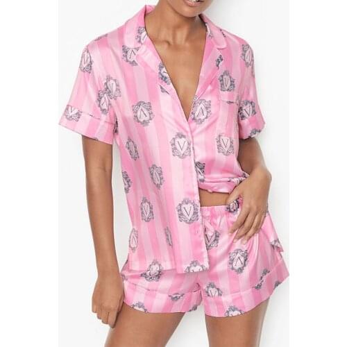 Fashion Short Pajamas for Women Two Pieces Set Pjs Ladies Striped Letters Pink Sleepwear Comfortable Summer Loungewear Homewear