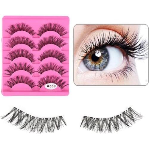 5 Pair 3D False Eyelashes Natural Bushy Cross Fiber False Eyelashes Mink Waterproof Long Lasting Eye Lashes Women Makeup